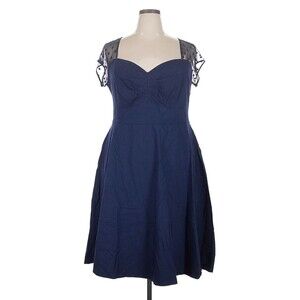 Torrid Mesh Neck A Line  Navy Blue Cocktail Dress Plus Women Size 20, classic